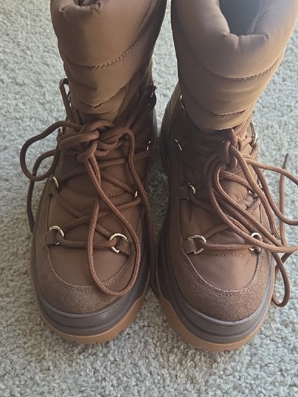 Zara  Brown Puffer Boots
